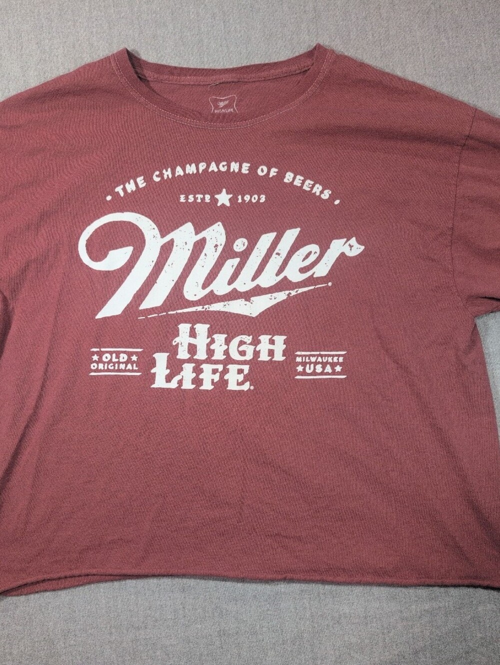 Miller High Life Graphic T Shirt Burgundy Size L G